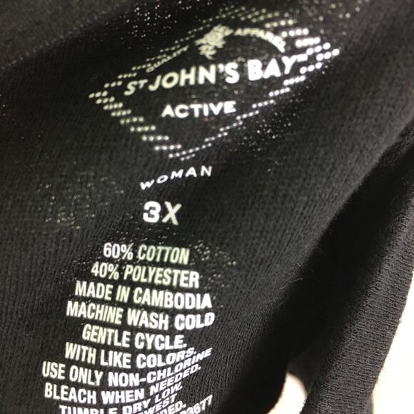 St John's Bay Active Short Sleeve Sweater Black 3X - Picture 12 of 16
